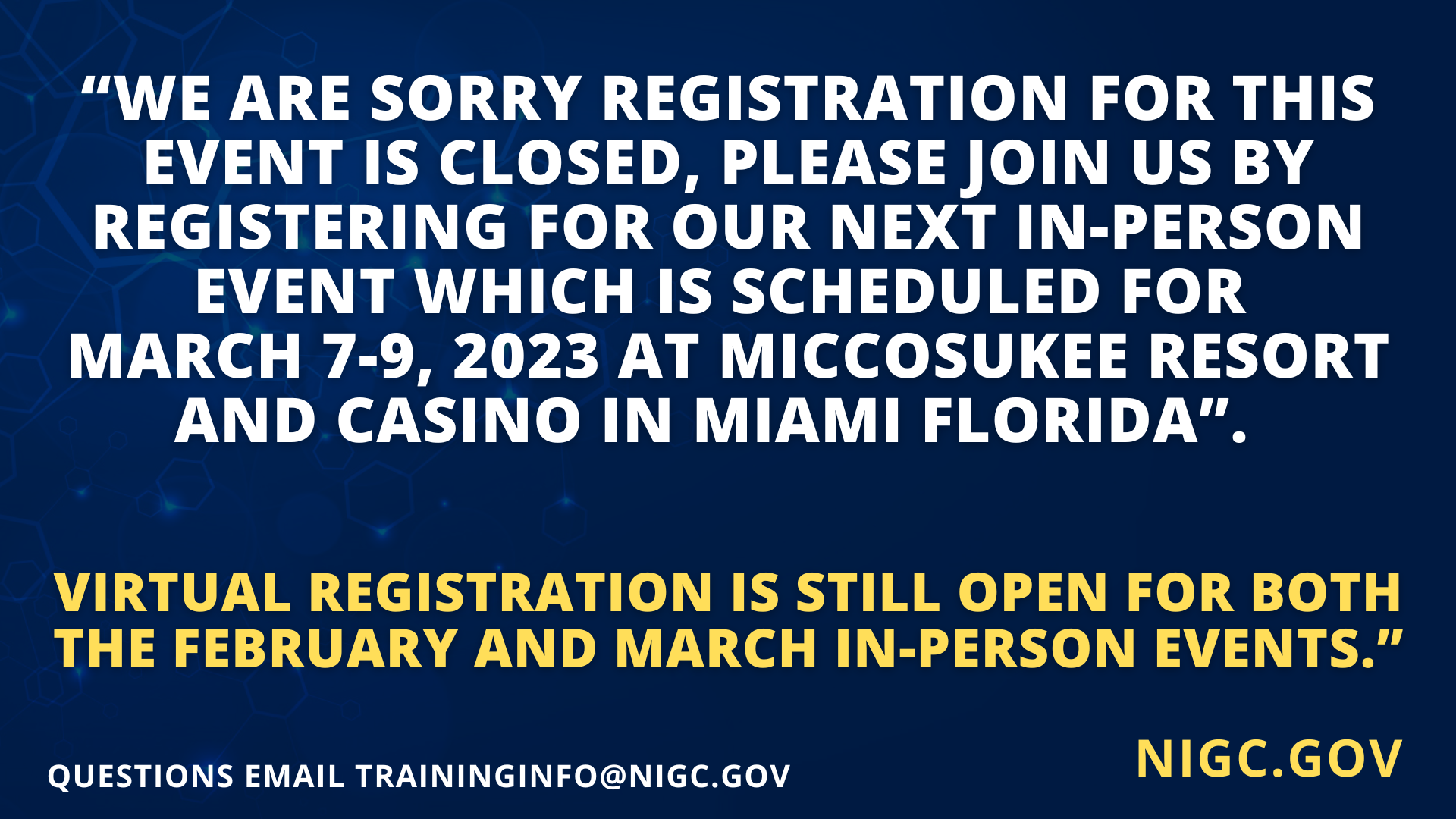 NIGC National Training Conference: Miami, FL In-Person Registration